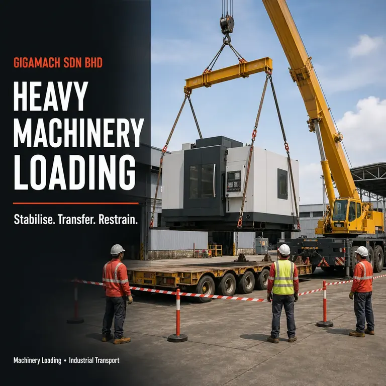 Educational illustration of heavy machinery loading with a controlled exclusion zone.